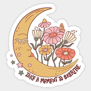 Moon and flower cute Sticker